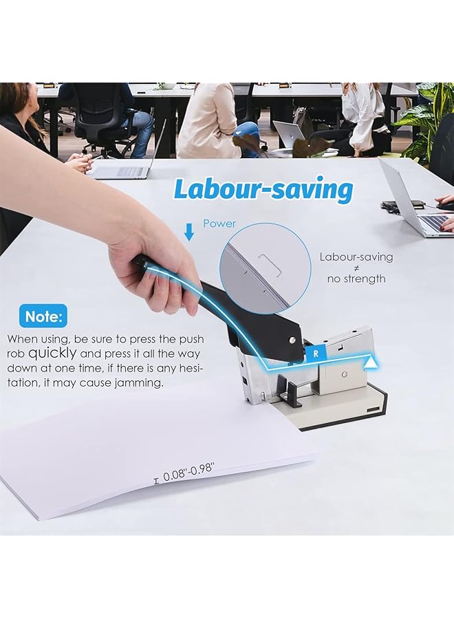 erorex Office Stapler Heavy Type Long Arm Metal Manual Stapler Bookbinding Stapling 120 Sheet High Capacity Office Tools Large Stapler Black Stapler For Financial School Desktop Thick Layer Stapler - Image 3