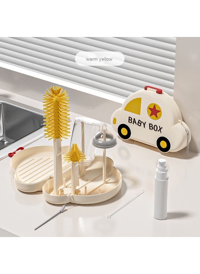 Generic Bottle Brush Set Baby Bottle Cleaner Kit With Silicone Brush Nipple Brush Straw Brush Soap Dispenser Cleaning Silicone Portable Bottle Brush Tool for Home and Travel 
