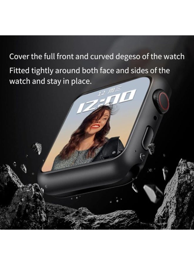 واقي شاشة Apple Watch - متوافق مع Series 11 مقاس 42 مم، غطاء كامل صلب من البولي كربونات فائق النحافة، حماية كاملة (42 مم - أسود) - Image 3