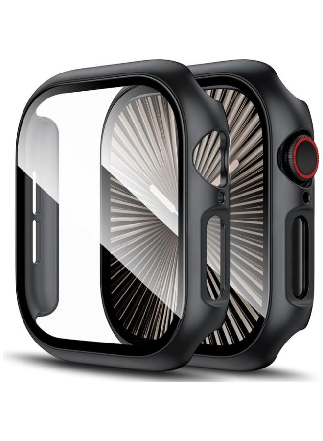 واقي شاشة Apple Watch - متوافق مع Series 11 مقاس 42 مم، غطاء كامل صلب من البولي كربونات فائق النحافة، حماية كاملة (42 مم - أسود) - Image 1