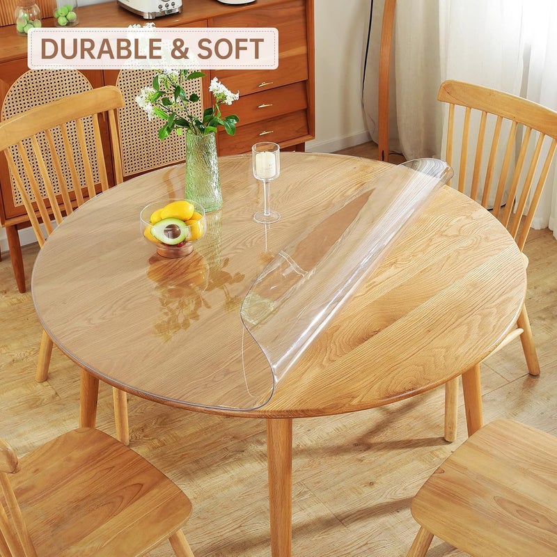 Warmstar Clear Table Protector 2mm Thick, Dia.30 Inch Round Clear Table Cover Protector, Plastic Table Cover, Clear Desk Mat Desk Pad, Desk Protector Mat for Coffee Table, Writing Desk, Dining Room - Image 2