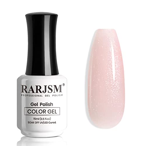 RARJSM طلاء أظافر جل شفاف وردي مع لمعة فضية من RARJSM - Image 1