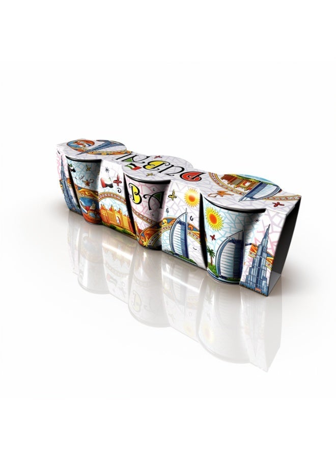 Souvenir Souq Dubai Souvenir Shot Glass Set of 3, Colorful Cartoon UAE Landmarks Cup with Burj Khalifa Burj Al Arab Camel, Gift Box - Image 4