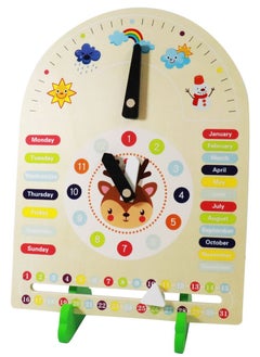 ponny Kids Clock Toy Time Learning Blackboard Stand Montessori Wooden Toys Season Timing Month Date Week Weather Studying All-in-one Display Board Educational Toys for Toddlers  - Image 1