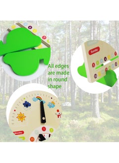 ponny Kids Clock Toy Time Learning Blackboard Stand Montessori Wooden Toys Season Timing Month Date Week Weather Studying All-in-one Display Board Educational Toys for Toddlers  - Image 5
