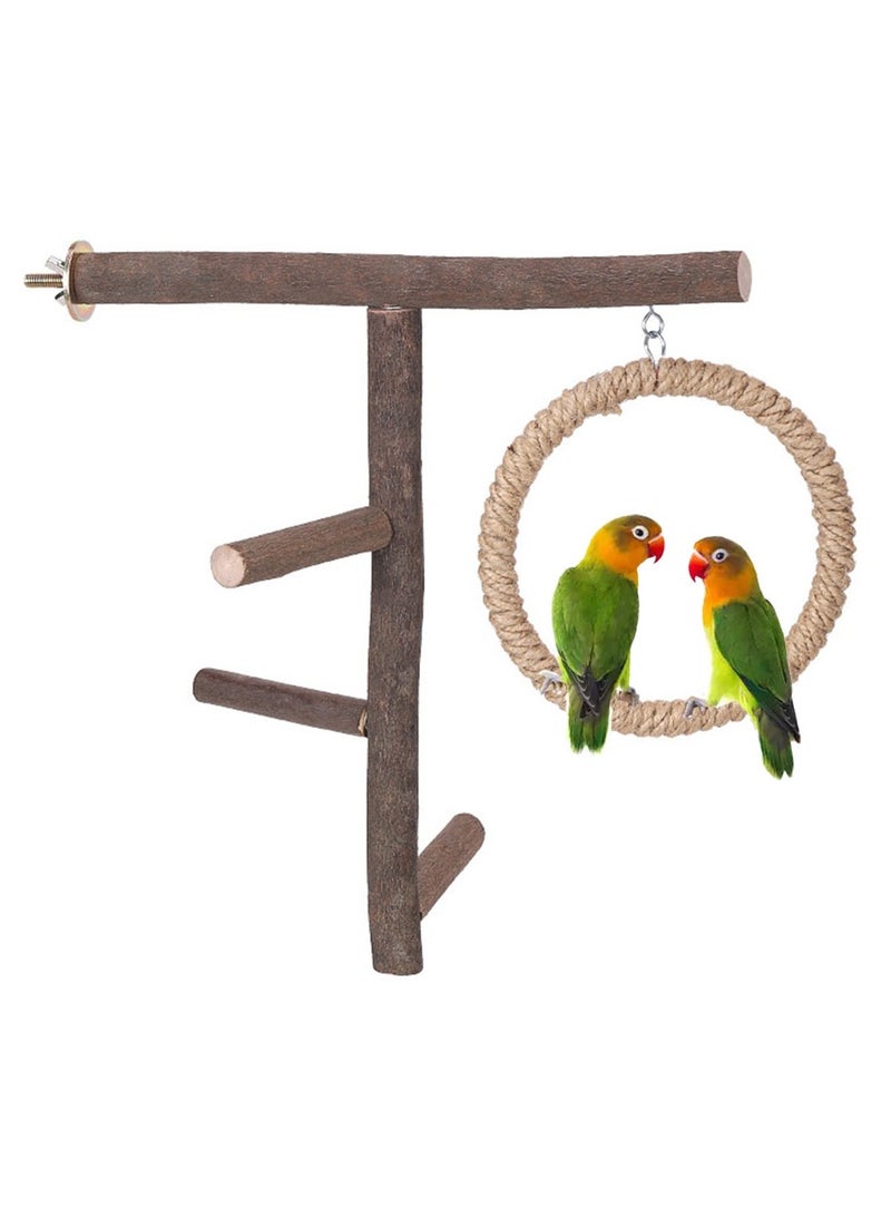 زُوُو مِجْثَم طيور وعصي ألعاب، ألعاب أرجوحة الببغاء، إكسسوارات مجاثم طبيعية من الخشب لفروع أقفاص الطيور، مناسبة للببغاء والكوكتيل والكونيور والماكاو والكناري والطيور الحبوبة - Image 1