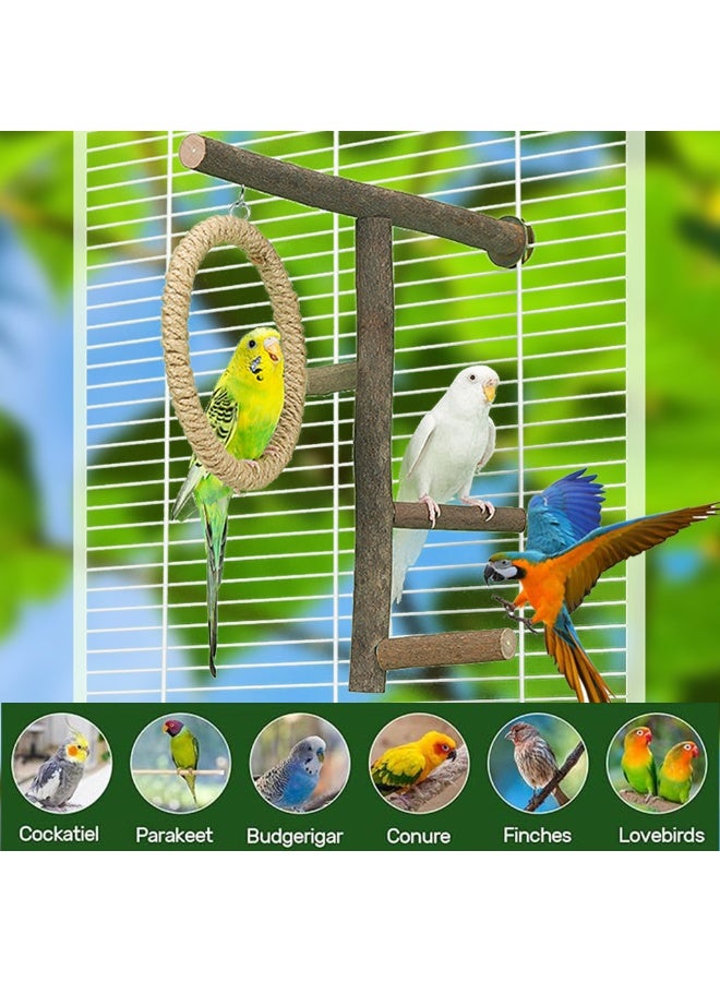 زُوُو مِجْثَم طيور وعصي ألعاب، ألعاب أرجوحة الببغاء، إكسسوارات مجاثم طبيعية من الخشب لفروع أقفاص الطيور، مناسبة للببغاء والكوكتيل والكونيور والماكاو والكناري والطيور الحبوبة - Image 2