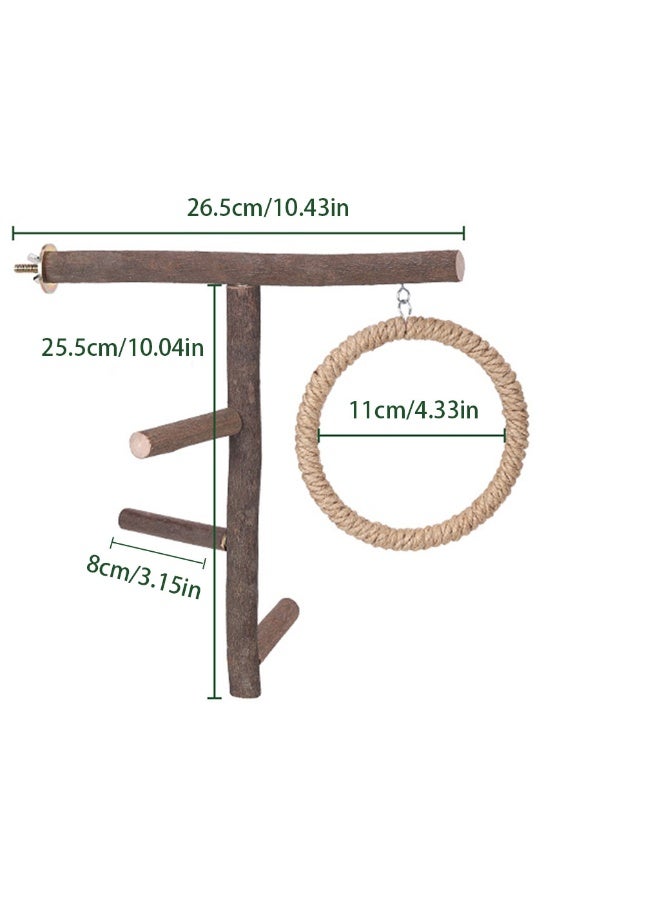 زُوُو مِجْثَم طيور وعصي ألعاب، ألعاب أرجوحة الببغاء، إكسسوارات مجاثم طبيعية من الخشب لفروع أقفاص الطيور، مناسبة للببغاء والكوكتيل والكونيور والماكاو والكناري والطيور الحبوبة - Image 3