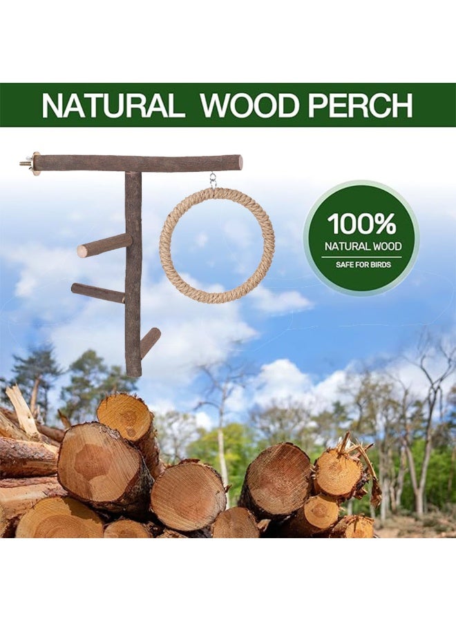 زُوُو مِجْثَم طيور وعصي ألعاب، ألعاب أرجوحة الببغاء، إكسسوارات مجاثم طبيعية من الخشب لفروع أقفاص الطيور، مناسبة للببغاء والكوكتيل والكونيور والماكاو والكناري والطيور الحبوبة - Image 4