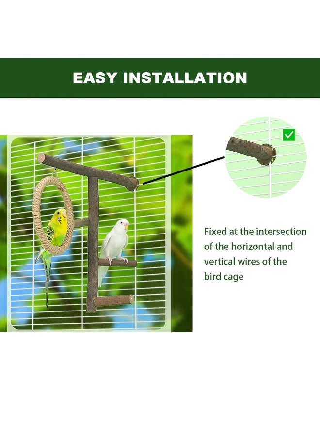 YdingYshengL Bird Perch Stand Toy,Parrot Swing Toys, Natural Wood Parrot Perch Bird Cage Branch Perch Accessories for Parakeets Cockatiels Conures Macaws Finches Love Birds - Image 5