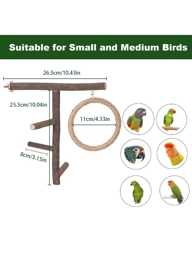 YdingYshengL Bird Perch Stand Toy,Parrot Swing Toys, Natural Wood Parrot Perch Bird Cage Branch Perch Accessories for Parakeets Cockatiels Conures Macaws Finches Love Birds - Image 3