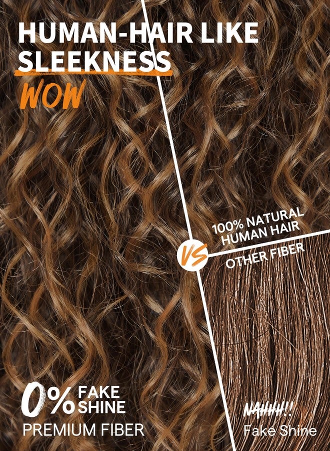 GORGIUS Veralux Blend Shaggy Haircuts Ombre Curly Wig with Bangs Honey Colored Wig Crafted with Style-Archive Technology: Premium Fiber & Remy Human Hair Blended, Realistic Look with True Scalp - Image 3