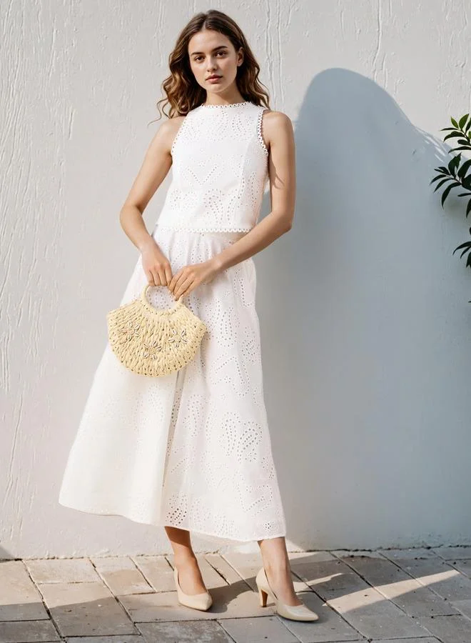 2Xtremz 2Xtremz Schiffli Embroidered Sleeveless Top