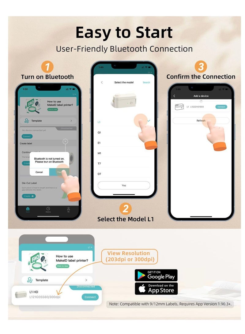 Arabest Label Maker Machine with Tape - Compatible with 9/12/16mm Waterproof Tape, Portable & Rechargeable Label Makers with Built-in Cutter Wireless Label Printer Compatible with Android & iOS Devices - Image 5