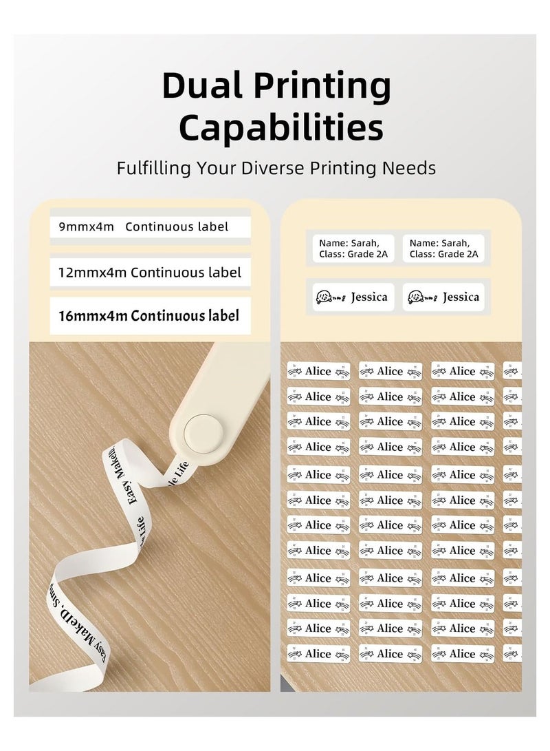 Arabest Label Maker Machine with Tape - Compatible with 9/12/16mm Waterproof Tape, Portable & Rechargeable Label Makers with Built-in Cutter Wireless Label Printer Compatible with Android & iOS Devices - Image 4