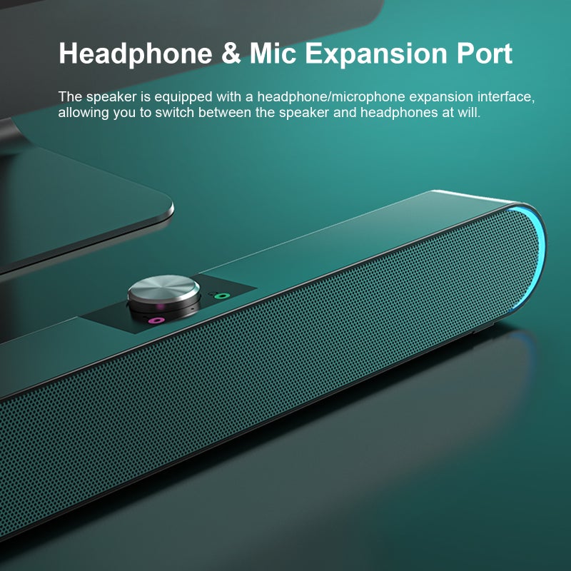 V-183 USB Wired Computer Speaker Audio Player SoundBar Stereo Subwoofer Powerful Music Player Bass Surround Sound Box 3.5mm Audio Input for PC Laptop Smartphone Tablet MP3 MP4 - Image 4
