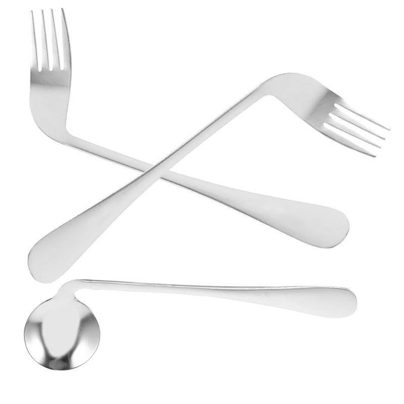 Stainless Steel Angled Spoon And Fork Set For Elderly Disabled Patients Ergonomic Utensils - Image 2