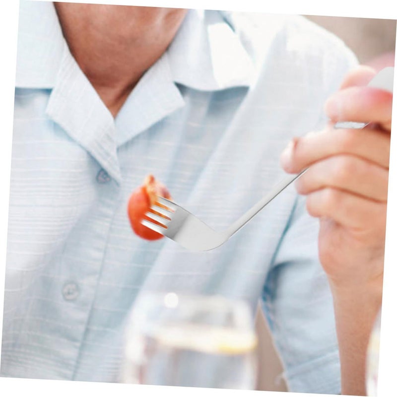 Stainless Steel Angled Spoon And Fork Set For Elderly Disabled Patients Ergonomic Utensils - Image 5