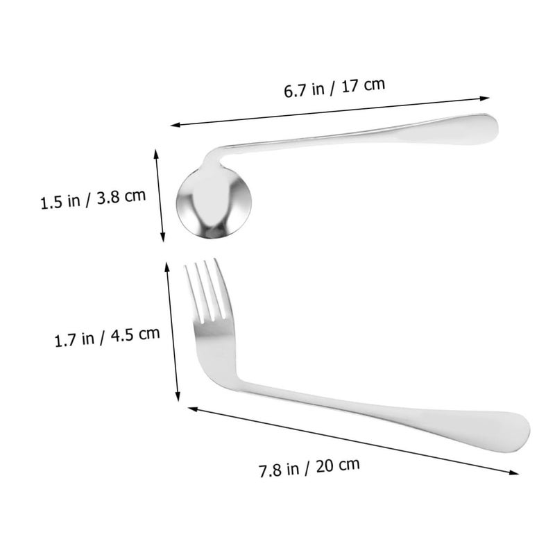 Stainless Steel Angled Spoon And Fork Set For Elderly Disabled Patients Ergonomic Utensils - Image 3