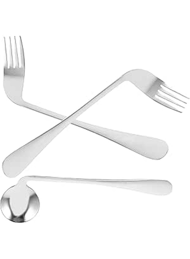 Stainless Steel Angled Spoon And Fork Set For Elderly Disabled Patients Ergonomic Utensils - Image 1