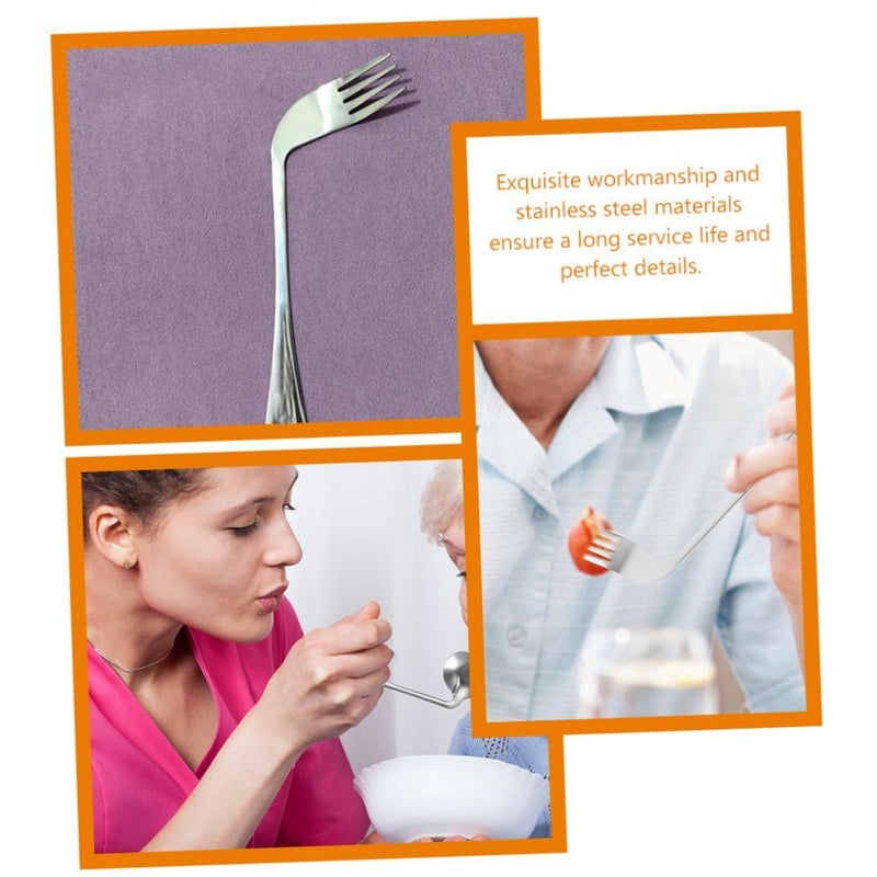 Stainless Steel Angled Spoon And Fork Set For Elderly Disabled Patients Ergonomic Utensils - Image 4