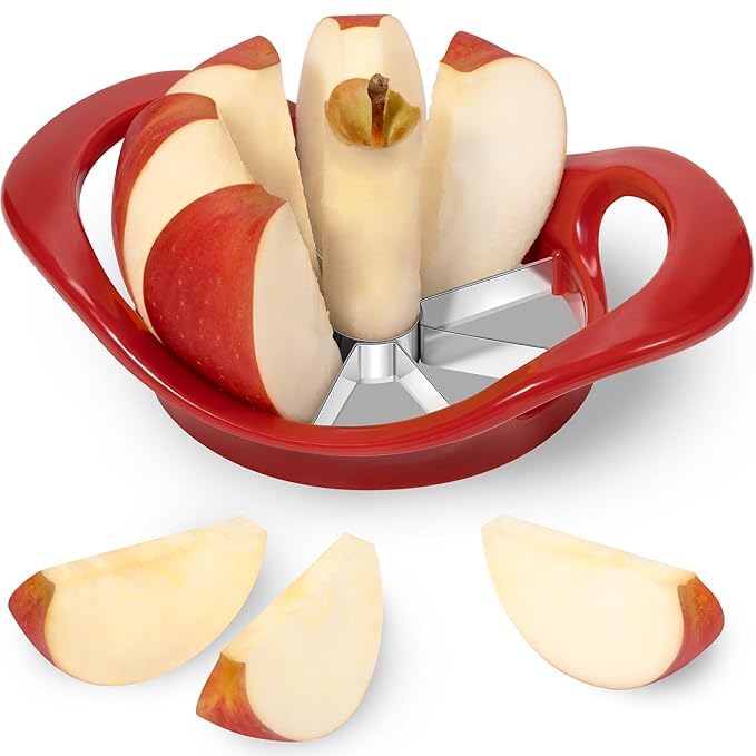 ADD2CART Apple Slicer Cutter with 8 Blades, Red Plastic and Stainless Steel, 19 cm - Image 5