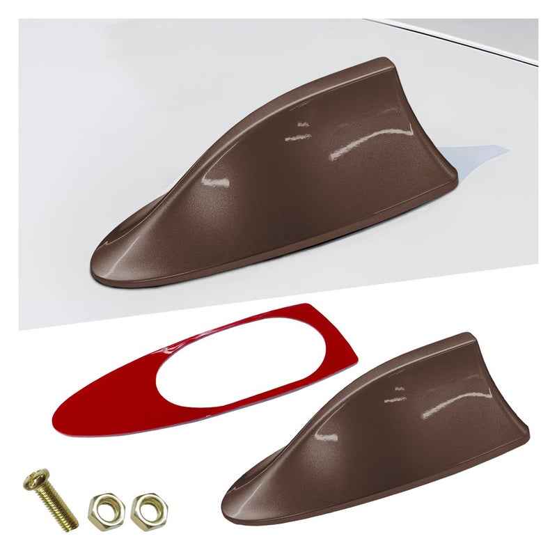 ZIMISI Car Shark Fin Antenna Cover Plastic Auto Top Roof Mount Antenna Cover Replacement with Adhesive Tape Universal Auto Signal Roof Aerial Decoration Accessories for Car SUV Truck Brown - Image 3