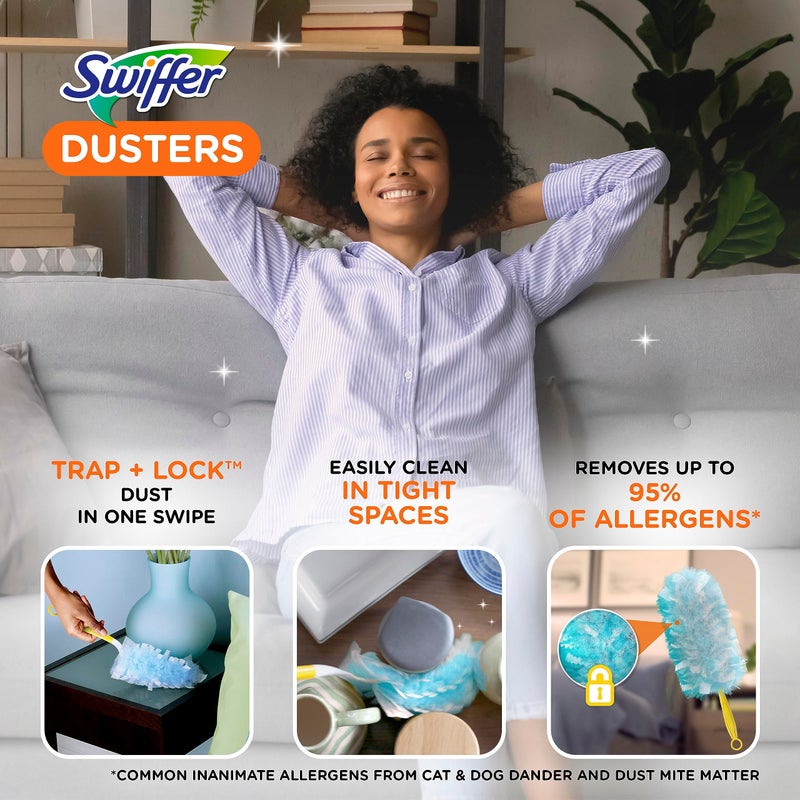 Swiffer Dusters Refill for Cleaning, Made by SWIFFER, Feather & Microfiber Duster Disposable Alternative, for Dusting Furniture, Blinds, Ceiling Fans, Walls, Helps Remove Allergens, Unscented, 18ctâ€‹ - Image 3