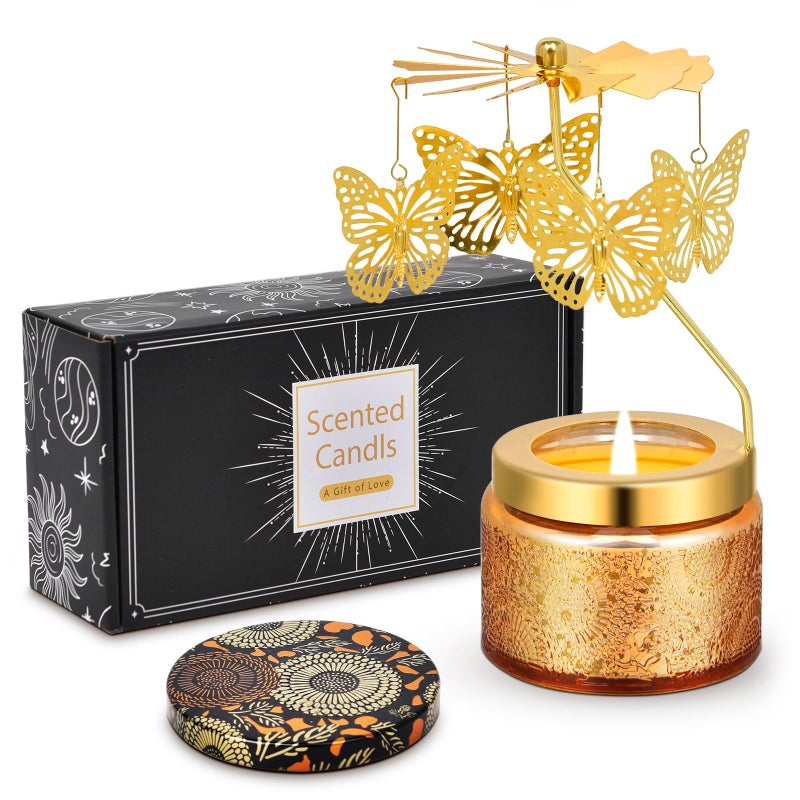 Kunrsug Butterfly Rotating Scented Candles Gift Set for Birthdays, Christmas, Thanksgiving, or As A Unique Present for Your Mom, Sister, Girlfriend, Colleagues, Friends, or A Dear Friend - Image 1