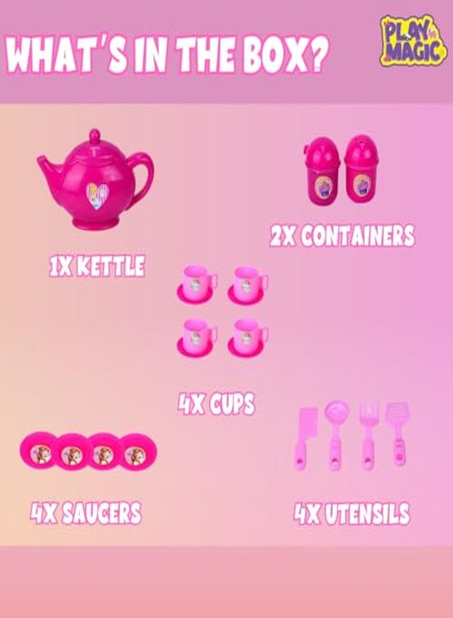 PlayMagic Children's Tea Party Set Princess|Tea Party Set Toy Pretend Play Gifts Age 3-6, Kids Girls |Toys Kitchen Tea Set Princess 15 Pieces|Kitchen Pretend Play for Girls Boys - Image 3