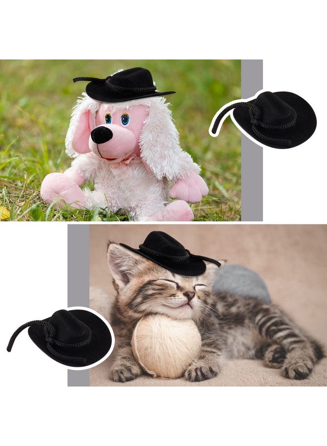 Hercicy 36 Pcs Mini Cowboy Hats For Crafts Wedding Favors Decoration Flocking Miniature Felt Cowgirl Western Party Hat Dollhouse Decor For Dollhouse Craft (Black) - Image 3