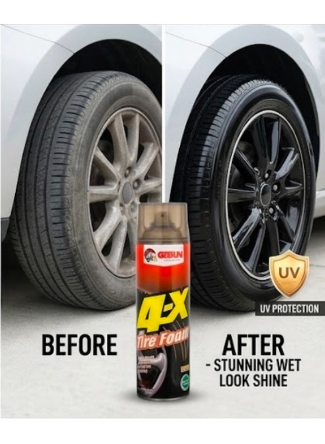 GETSUN 4X Car Tire Foam Cleaner 650ml – Instant Tire Shine & Dirt Remover – Protects Rubber Tires, Tire Polish, Cleaner & Protectant for Cars, No Wiping Required - Image 3