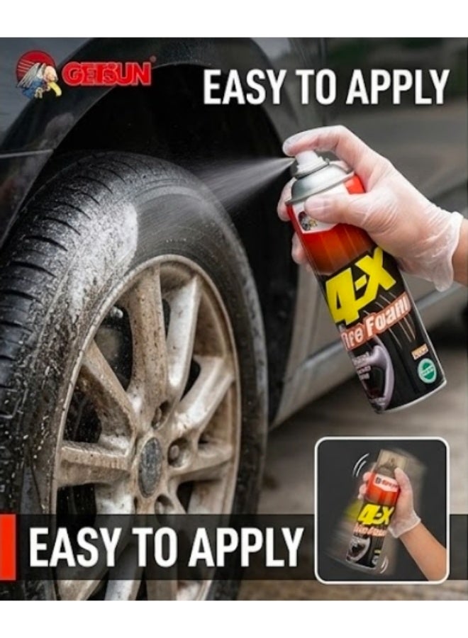 GETSUN 4X Car Tire Foam Cleaner 650ml – Instant Tire Shine & Dirt Remover – Protects Rubber Tires, Tire Polish, Cleaner & Protectant for Cars, No Wiping Required - Image 2