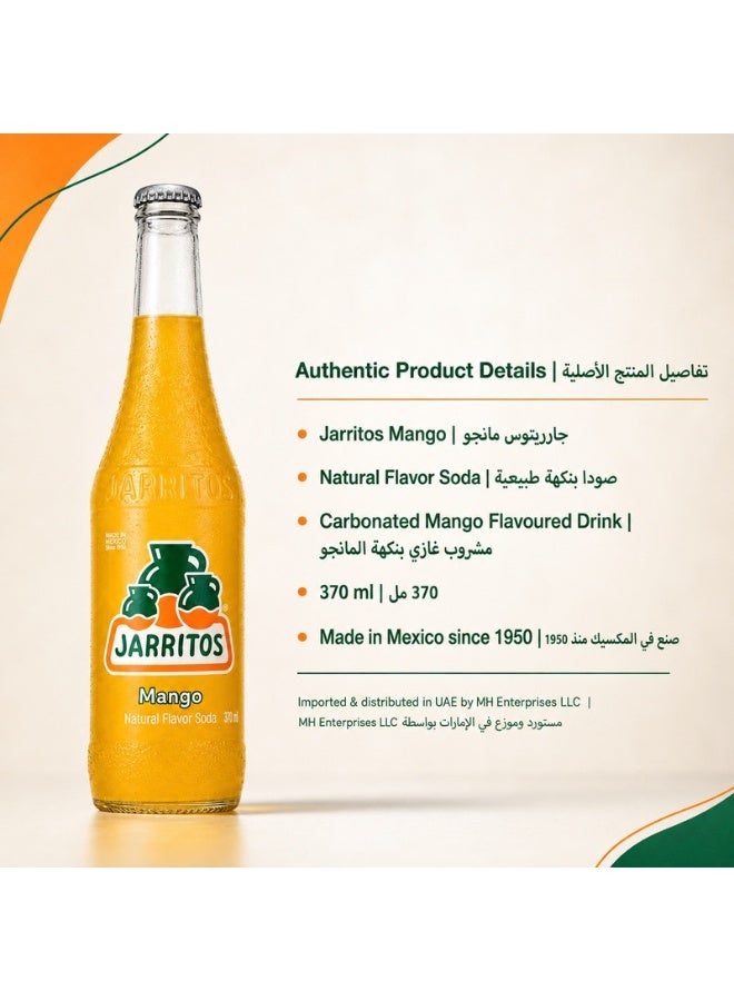 Jarritos Mango Flavoured Carbonated Soft Drink, Mexican Fruit Soda with Natural Mango Flavour, Refreshing Fizzy Beverage, Single Glass Bottle, Serve Chilled, 370 ml - Image 4