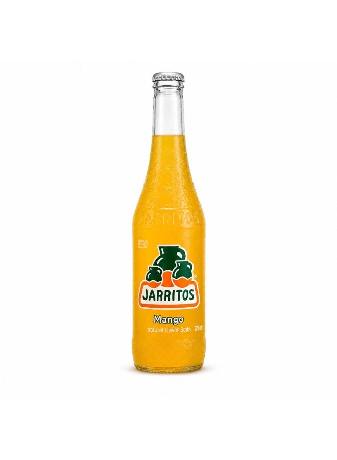 Jarritos Mango Flavoured Carbonated Soft Drink, Mexican Fruit Soda with Natural Mango Flavour, Refreshing Fizzy Beverage, Single Glass Bottle, Serve Chilled, 370 ml