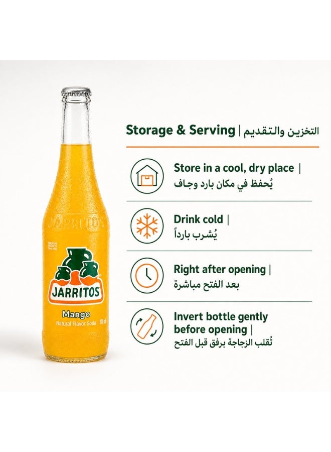 Jarritos Mango Flavoured Carbonated Soft Drink, Mexican Fruit Soda with Natural Mango Flavour, Refreshing Fizzy Beverage, Single Glass Bottle, Serve Chilled, 370 ml - Image 5