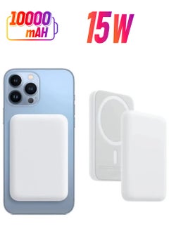 MagSafe Wireless Power Bank for iPhone 14 Plus – 10,000mAh Portable Charger in White