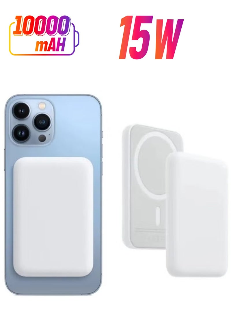 ELTRAZONE - MagSafe Wireless Power Bank for iPhone 14 Plus – 10,000mAh Portable Charger in White - Image 1