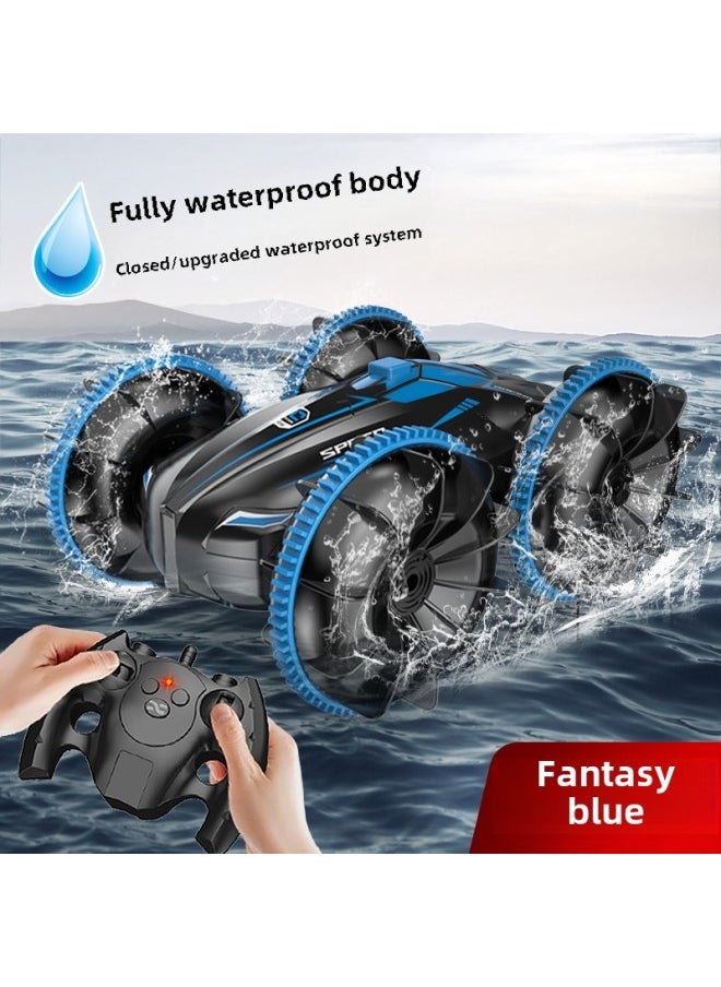 Remote Control Boat High Speed Remote Control Speedboat Electric Boy 61 Children Water Toy Boat Model Water, Land And Air Three In One-Color:Blue❥Remote Control Boat/remote Control Car— Amphibious-Specifications:Three Batteries [comes With Remote Control Batteries + Replacement If Damaged/lifetime Maintenance]  - Image 1