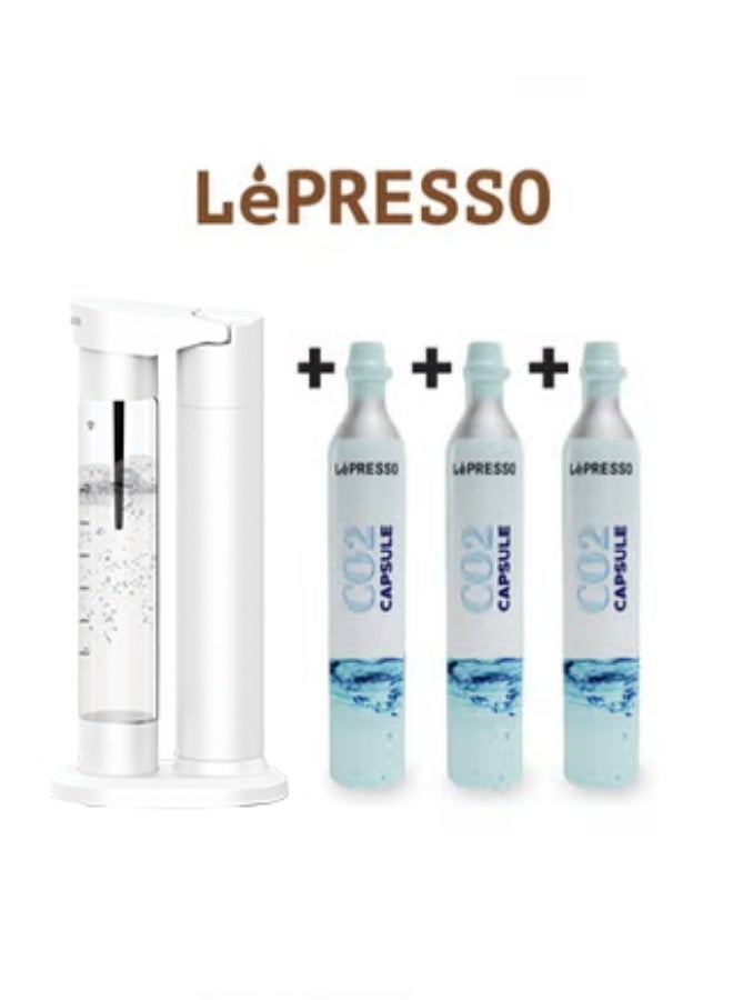 Sparkling Water Maker with 3+ Capsules & Slow-Fast Releasing System / Dual Bottle Support 500ml-350ml / Explosion-Proof Pet BPA Free / Co2 Chargers / CO2 Capsule Compatible / Easy to Clean - White