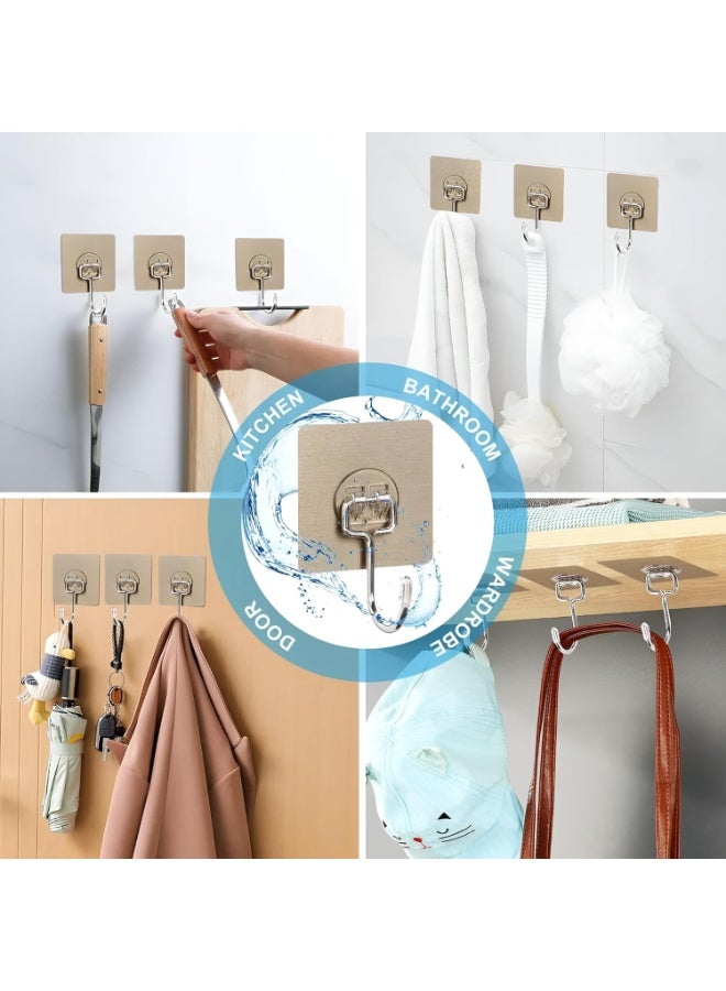 DALUCI Large Wall Hooks Pack Of 30 Heavy Duty Adhesive Hooks Gold No Drill - Image 5