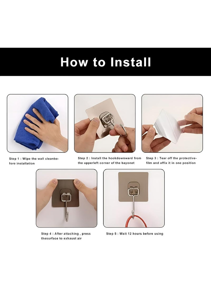 DALUCI Large Wall Hooks Pack Of 30 Heavy Duty Adhesive Hooks Gold No Drill - Image 4