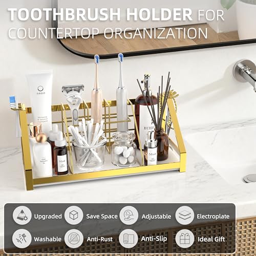 Fabias Toothbrush Holders Bathroom Counter Organizer and Storage with Removable Electric Toothbrush Head Holder and Divider, Bathroom Organizer with Diatomite Drying Stone Mat for Vanity, Kitchen, Dresser - Image 5