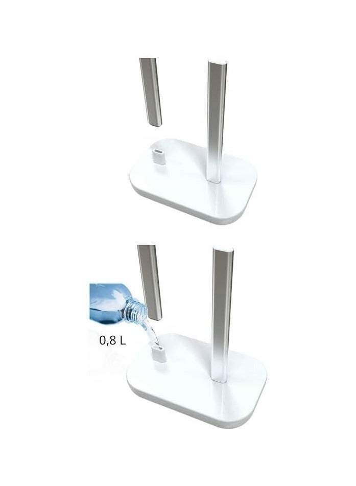 Plastic and Aluminum Toilet Roll Holder Free Standing with Shelf for Mobile or other items, 2 spare rolls stackable, 73 x 25 x 16 cm, White - Image 2