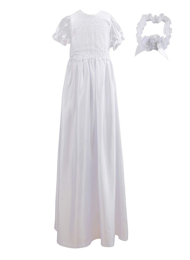NIMBLE Baby Girls Baptism Christening Embroidered Gown, White, Size 0-3 Months - Image 1