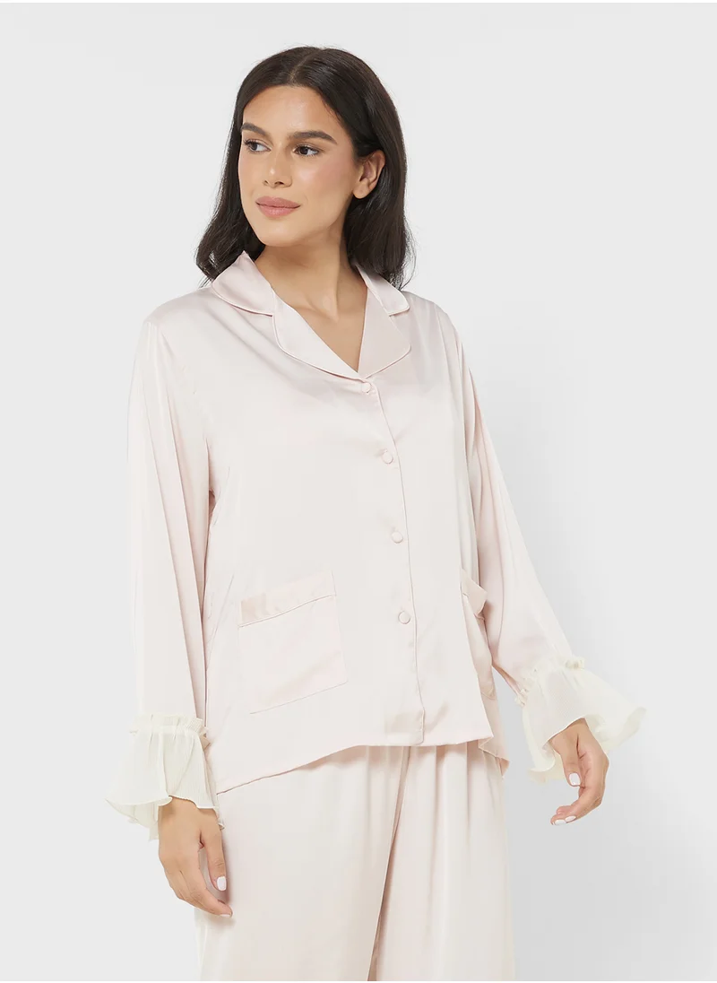 خزانة Pyjama Pants Set With Ruffle Hem