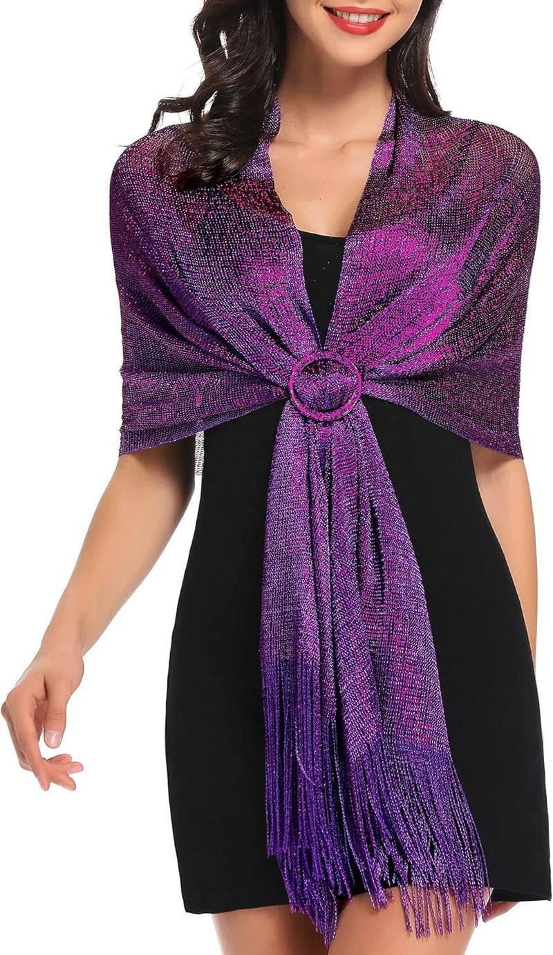 vimate Sparkling Metallic Shawls and Wraps for Evening Party/Wedding/Formal Dresses (With Free Buckle) - Image 1