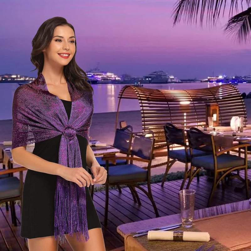 vimate Sparkling Metallic Shawls and Wraps for Evening Party/Wedding/Formal Dresses (With Free Buckle) - Image 4