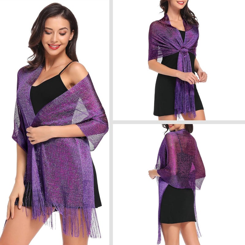 vimate Sparkling Metallic Shawls and Wraps for Evening Party/Wedding/Formal Dresses (With Free Buckle) - Image 2