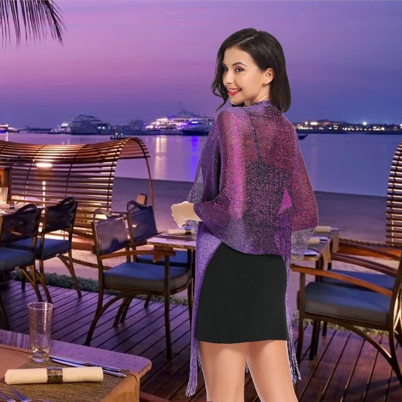 vimate Sparkling Metallic Shawls and Wraps for Evening Party/Wedding/Formal Dresses (With Free Buckle) - Image 5